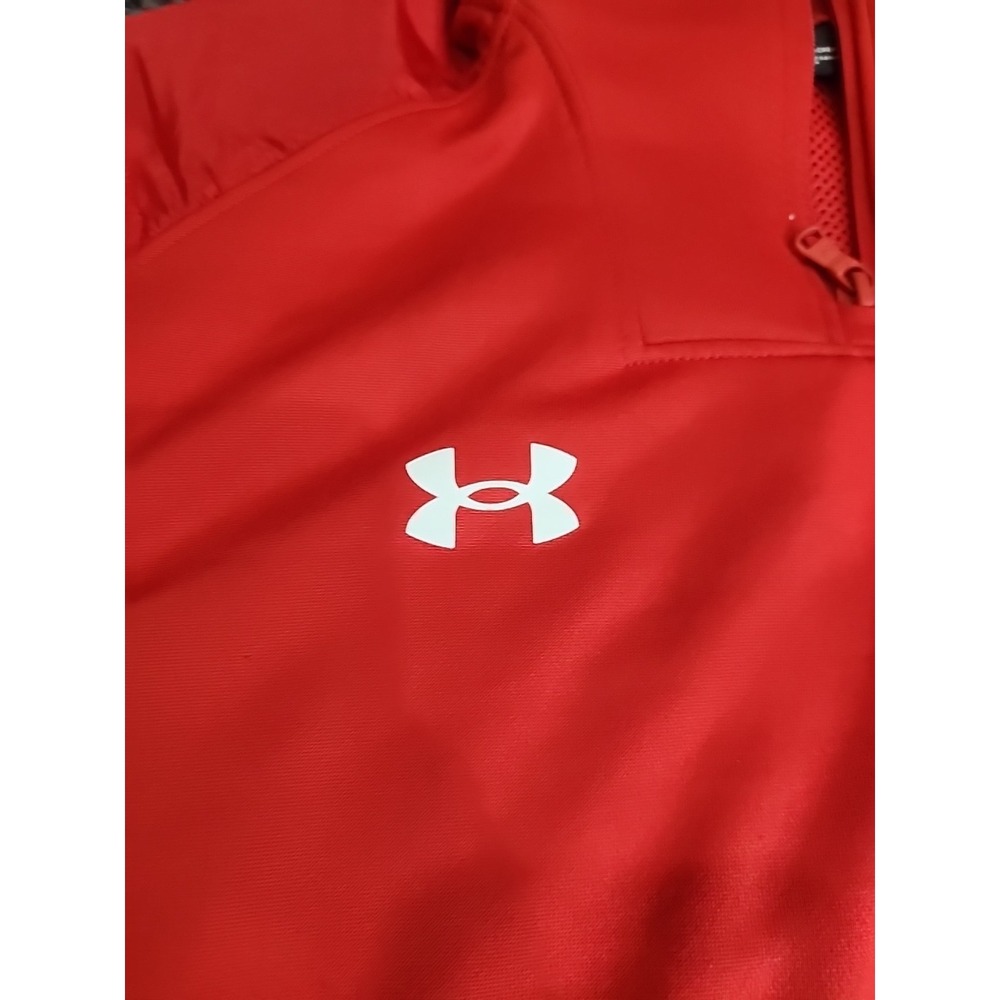Under Armour Men's Command 1/4 Zip Pullover Red Size M Loose Fit Long Sleeve - Picture 2 of 7